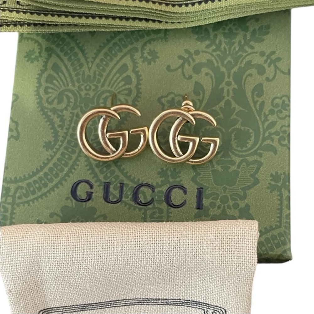 Pre owned Gucci Gold GG Logo Earrings